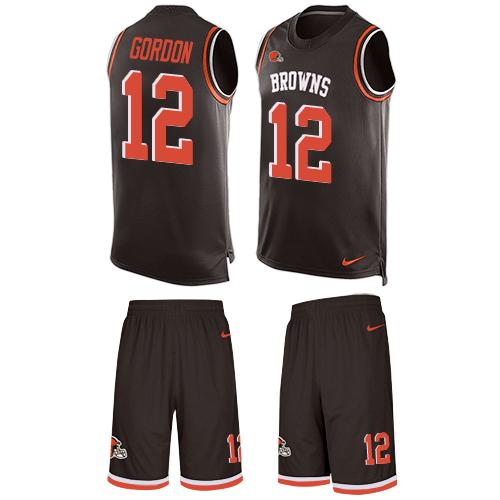 Nike Browns #12 Josh Gordon Brown Team Color Men's Stitched NFL Limited Tank Top Suit Jersey - Click Image to Close